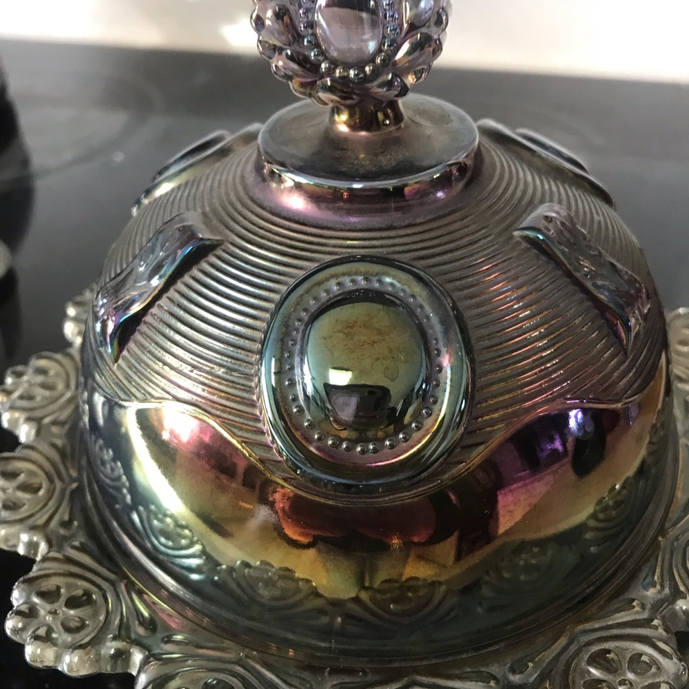 Vintage Imperial Carnival Glass Butter Dish - Picture 3 of 6